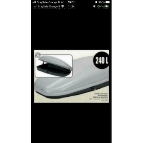 Coffre de toit 240L avec barre de toit Prix fixe