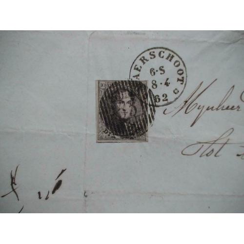 Postzegel Leopold I 1858 op brief (verzending gratis)